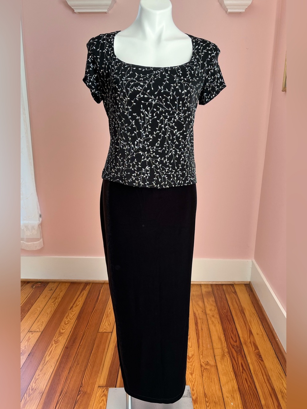 Ronni Nicole 90s black velvet 2 piece set